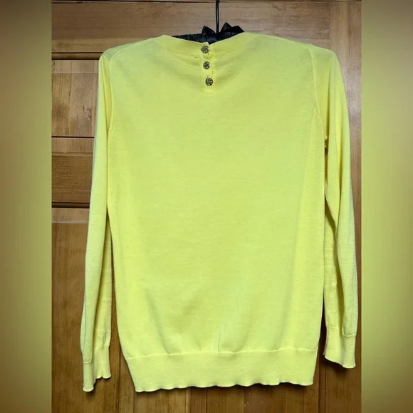 TORY BURCH bright yellow cotton sweater sz small - Picture 7 of 10